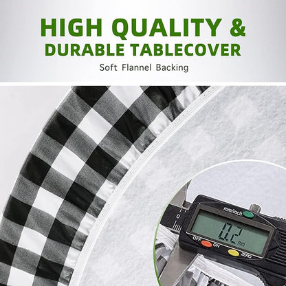 UMINEUX Picnic Table Cover with Bench Covers Fitted Table Clothes for 6 Foot Rectangle Tables Vinyl Flannel Backing with Elastic Edge -for Outdoor/Indoor Party&Dining(30x72 Inch,3-Pieces, Black Plaid)