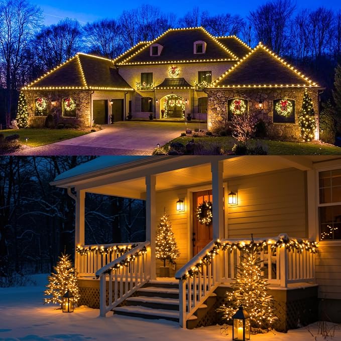 weillsnow 164Ft 500 LED Christmas Lights, Waterproof 8 Twinkle with Memory Functions Christmas Tree Lights for Indoor Outdoor Christmas Tree Garden Decoration (Warm White)