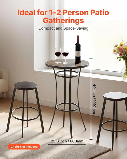 VEVOR Outdoor Round Bar Table, 23.7 in Counter Bar Height Bistro Table, Patio Dining Tables with Easy-to-Clean Top & Sturdy Metal Frame, Indoor High Top Pub Tables for Small Places, Kitchen