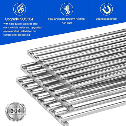 GGC Stainless Steel Grill Grates for Chargriller 3001, 5050, 3008, 3030, 4000, 5252, 19 3/4" Grill Grates Replacement for King Griller 3008, 5252 and Others, 3 PCS Cooking Grid Grates for Chargriller