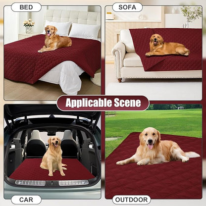 Smiry Waterproof Reversible Pet Couch Covers for Dogs | Pet Friendly, Soft Fabric, Washable Sofa Furniture Protector for Dogs Cat Kids, Checkered (40"x50", Wine Red/Wine Red)