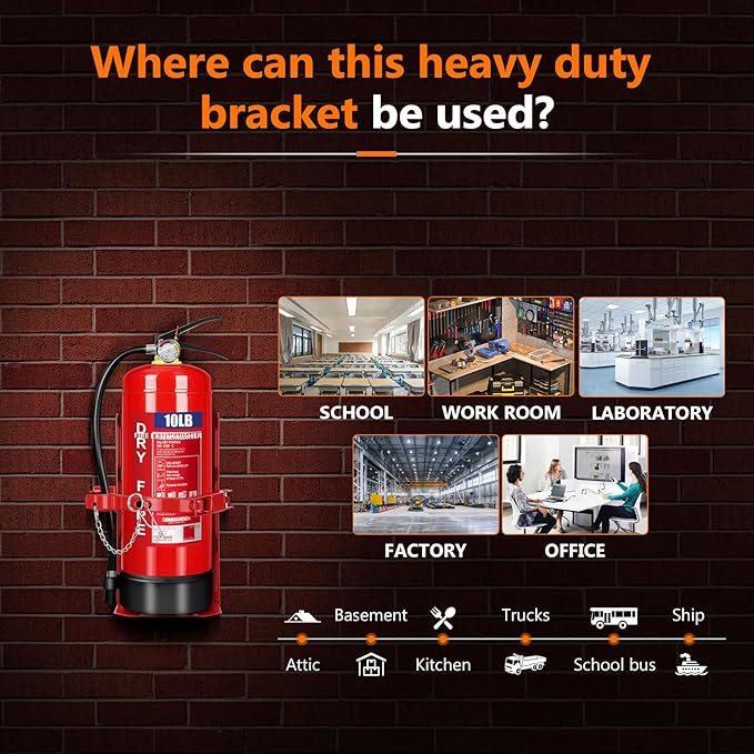 Heavy Duty Vehicle Bracket,Fire Extinguisher Brackets&Mounts-St12 Steel Red, Fit 10lb Dry/5lb Co2 Extinguisher-for School,Garage,Vehicle,Boat,Truck Generic Replacement for 809 by amerex