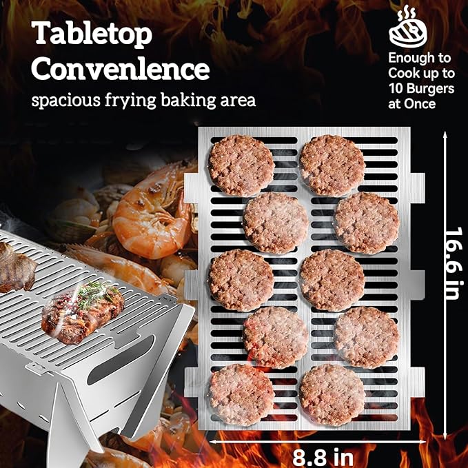 2026 Upgraded Slot grilI, Collapsible Bbq Grill, Portable Stainless Steel Foldable Charcoal Grills, Tool-Free 30s Setup, BBQ Grill Set for Camping, Travel, Party, Tailgating & Outdoor Cooking