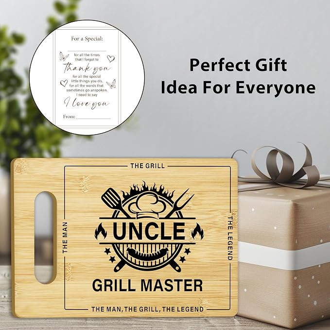 Best Uncle Gifts from Nephew, BBQ Cutting Board-Grill Master, Charcuterie Board for Kitchen Decor, Birthday Gift For Uncle Men -08