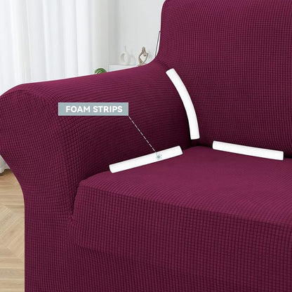 LURKA Stretch Oversized Sofa Slipcovers 1 Piece Couch Covers for 3 Cushion Couch Sofa Furniture Protector Full Sofa Covers with Elastic Bottom for Kids and Pet (X-Large, Wine)