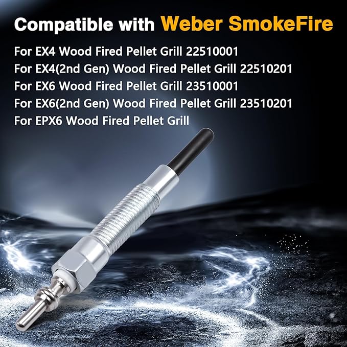 2PCS Smoker Igniter Glow Plugs Compatible with Weber SmokeFire EX4/EX6/EPX6 Wood Fired Pellet Grill Replace#: 69436