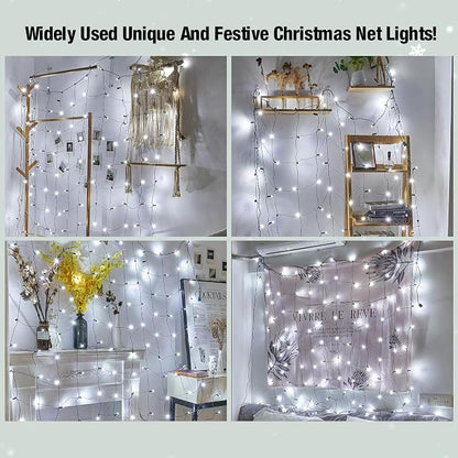 Led White Christmas Net Lights Outdoor Christmas Bushes Lights 120Led 6ftx5ft, Connectable Outdoor Indoor Mesh Net Lighting for Xmas Holiday, Garden, Lawn, Shrubs, Trees, Bushes Decorations