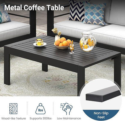 Wisteria Lane Metal Patio Furniture Set for All Weather, Oversized Heavy Duty Outdoor Furniture Set with Upgraded Cushion, Modern Outdoor Patio Couch Set for Garden, Balcony, Backyard, Light Grey
