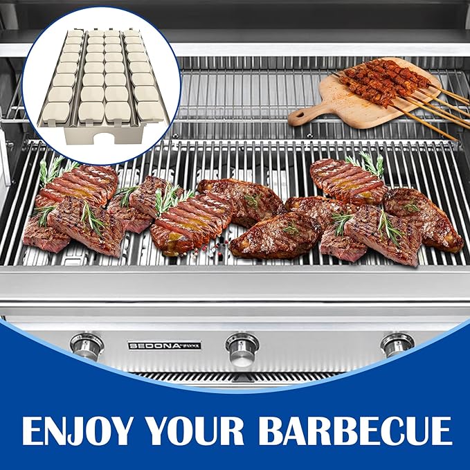 SafBbcue Heat Plate Flame Tamer with Ceramic Briquettes Replacement Parts for Lynx LDR27 LDR30 LIJ27 LIJ30 LDR42 LIJ42 LDR54 LIJ54 LSB1 LSB2 LBQ27 LBQ36 LBQ48