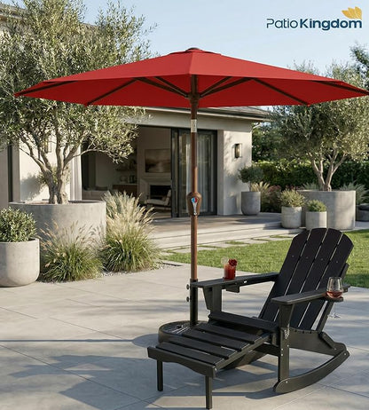 PatioKingdom 10FT Patio Umbrella with Push Button Tilt and Crank, Outdoor Market Umbrella with 8 Fiberglass Ribs, UV Protection Table Umbrella for Pool,Backyard,Garden,Deck