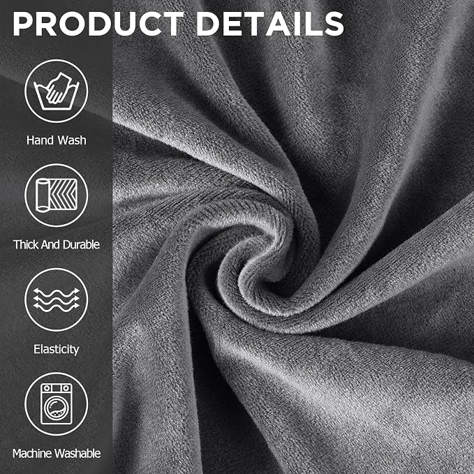 Peryiter 3 Pcs Couch and Loveseat Sofa Covers,Light Gray,Velvet | Armchair Covers for Living Room, Sofa Cushion Slipcover, Furniture Protector, Polyester and Spandex, Washable