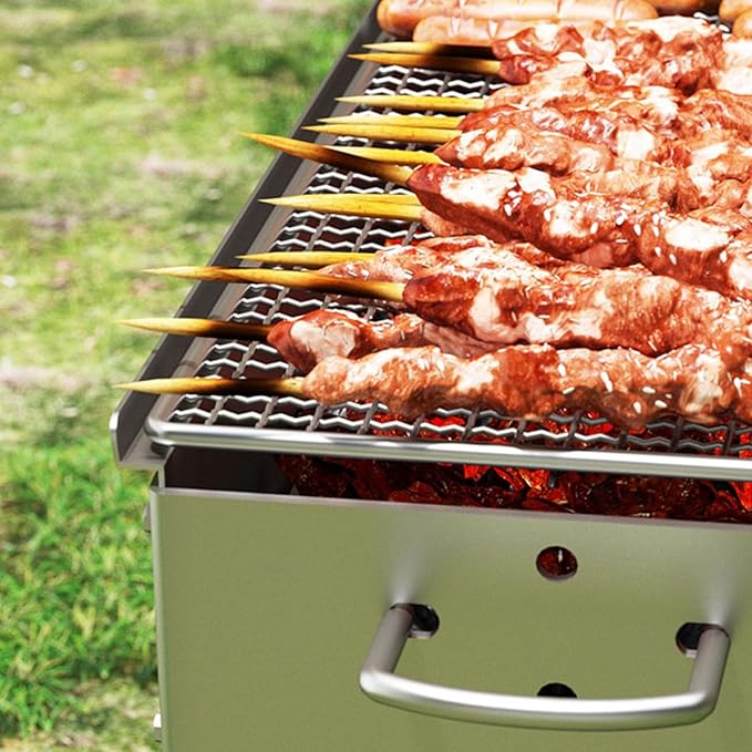Charcoal BBQ Grill, Foldable Portable Tabletop Barbeque, Barbecue for Camping Hiking Garden Party Festivals Picnic,40x16cm