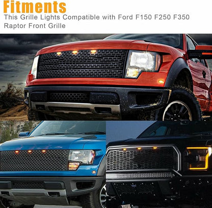 3X Smoked Lens Amber LED Front Grille Running Lights Lamps for
