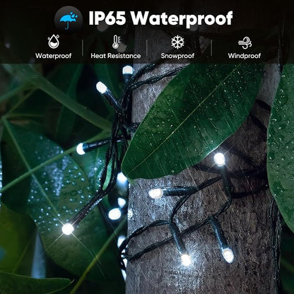 Solar String Lights for Outside, 2-Pack Total 92FT 240 LED Solar Powered Fairy Lights IP65 Waterproof, Outdoor String Light for Patio, Yard, Tree, Balcony, Garden Decorations, Cool White