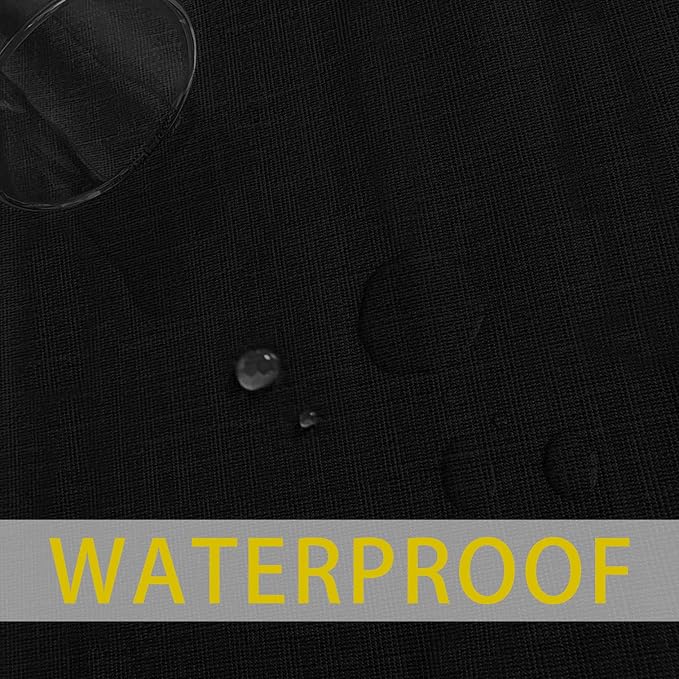 sancua Waterproof Rectangle Vinyl Tablecloth Table Cloth 60x120 Inch, Black | 100% Oil Spill Proof, PVC Material, Wipe Clean Table Cover for Dining Tables, Buffet Parties and Camping