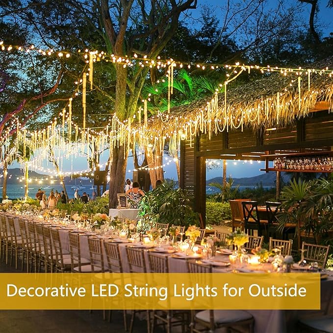 Extra-Long Solar String Lights for Outside, 2 Pack 200LED Solar Fairy Lights Outdoor Waterproof, Copper Wire with 8 Modes Solar Twinkle Lights for Tree Garden Party Patio Xmas Decor (Warm White)