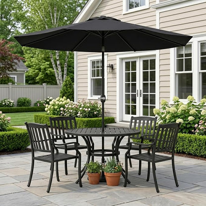 Greesum 9FT Outdoor Patio Umbrella, Table Umbrella for Yard, Market, Heavy-Duty Waterproof Pool Umbrella with 8 Sturdy Ribs, UV Protection for Beach, Deck, Garden, Backyard