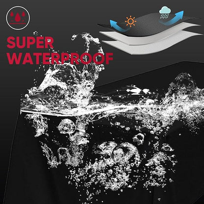Turtle Life Round BBQ Grill Cover, 22inch Heavy Duty Durable Waterproof Rip Resistant UV Resistant Charcoal Kettle Grill Cover, Dia28 x 38" H, Black