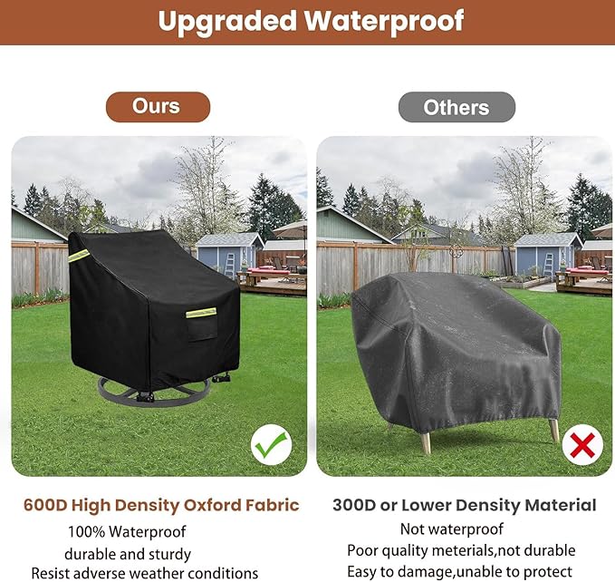 Outdoor Swivel Lounge Chair Cover 4 Pack,(32W x 35D x 36H inches ) 100% Waterproof Heavy Duty Outdoor Chair Covers， Patio Chair Covers Waterproof Patio Furniture Covers（Black）