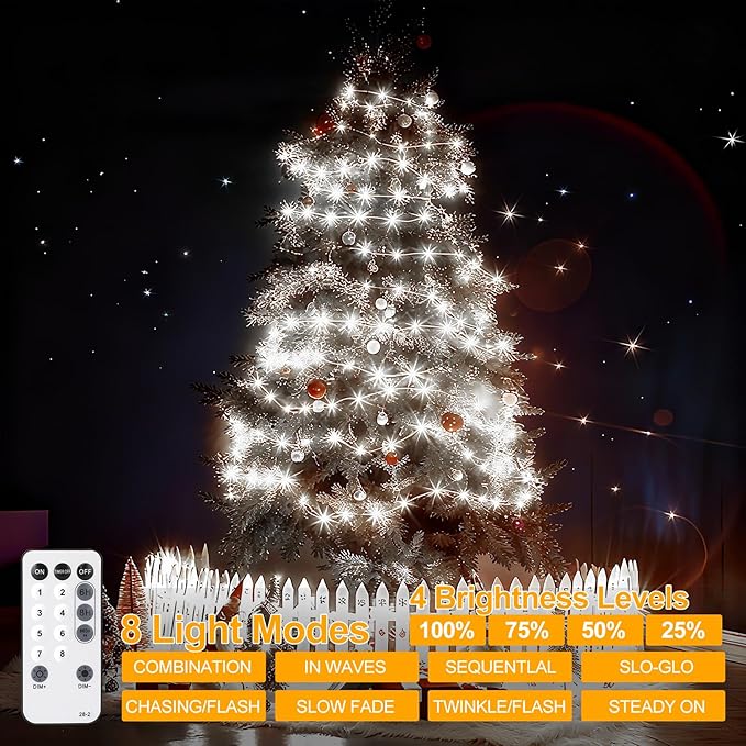 OGORI 262FT 1000LED Fairy Lights Outdoor, Cool White Fairy String Lights 8 Modes Remote & Timer, IP67 Waterproof Fairy Tree Lights for Bedroom, Wedding, DIY, Centerpiece, Christmas Decorations