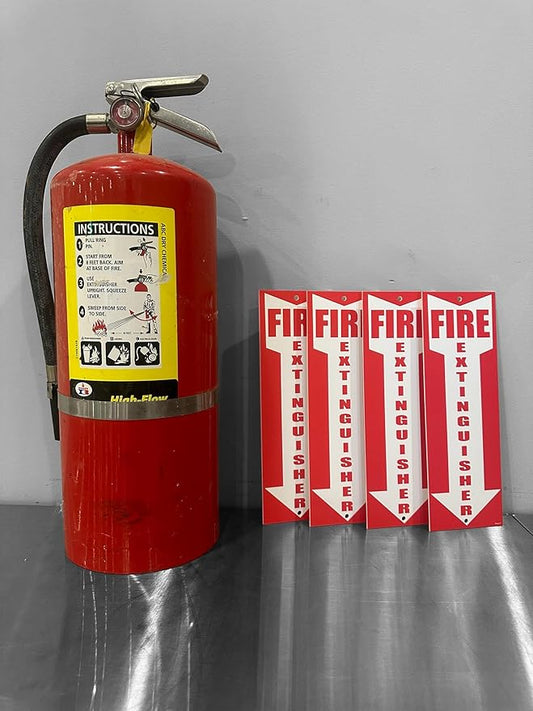 (4 pack) Fire Extinguisher Signs Fire Extinguisher For Business Office or Warehouse 80 mil Thick Plastic