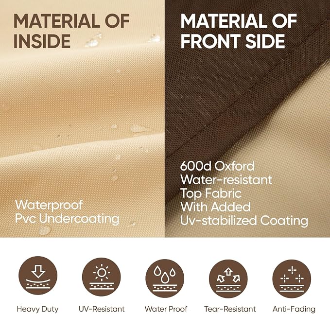 loriano Patio Chair Covers Waterproof Outdoor Chair Covers 600D Heavy Duty Fit as Lawn Lounge Deep Seat(2 Pack,Median)