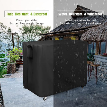 Outdoor Bar Cart Cover for TomCare Grill Table/ Serving Wicker Bar Table | 44x19x36,Waterproof Dustproof Heavy Duty Oxford Fabric,for Best Choice Product Patio Wicker Bar Cart,for TomCare Grill Table