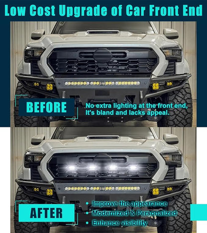 White Grille Lights + No-Drill Mud Flaps Combo for Toyota Tacoma 2024-2025 TRD Off-Road
