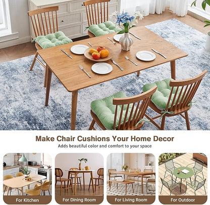 BETU Chair Cushions for Dining Chairs Set of 4,3.5" Thick Green Kitchen Chair Cushions Chair Pads with Ties,Non Slip Backing,Home Room Decor Seat Cushion,Bar,Patio Folding Chairs15.5"X15.5"X3.5"Green