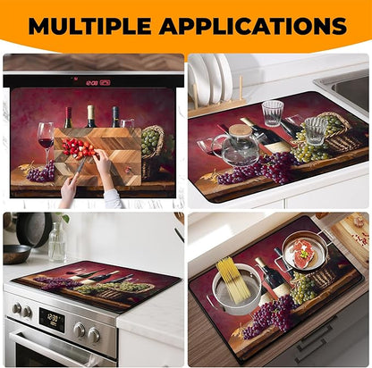 Heat-Resistant Glass Stove Top Cover with Anti-Slip Rubber Coating – 28.5x20.5 Inch Electric Stove Protector, Scratch-Resistant, Expands Counter Space, Stylish Kitchen Decor