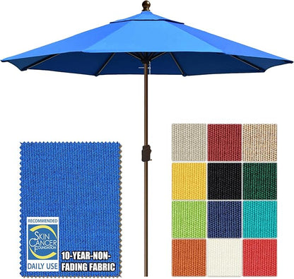 EliteShade USA 10-Year-Non-Fading 10Ft Market Patio Umbrella, UPF 50+ UV Protection Performance Sun Umbrella, Heavy Duty Commercial Grade Outdoor Table Umbrella with Crank, Windproof Vented Top for Garden, Pool, Deck and Outdoor Playsets, No Tilt, Roya...