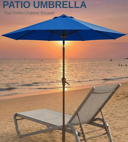 10FT Patio Umbrella, Outdoor Umbrella with Push Button Tilt and Crank, 8 Sturdy Ribs, UV Protection & Waterproof Market Umbrella for Pool, Backyard, Beach,Deck
