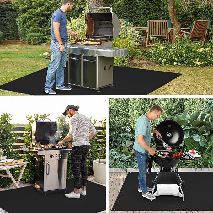 TOHONFOO Large Grill Mats for Outdoor Grill Deck Protector 60 x 48 x 0.04in | 2000℉ Fireproof & waterproof bbq mat protect the deck, patio, pavers, fits gas/charcoal grills, accessories for Blackstone