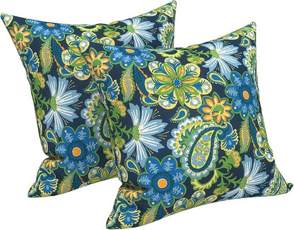 LVTXIII Outdoor Pillow Covers 20x20 Inch, 2 Pack Large Square Throw Pillow Cases, Fade-Resistant Cushion Covers for Patio Furniture Sofa, Garden Porch, Bohemian Azure