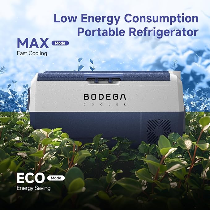 BODEGA 64QT 12 Volt Car Refrigerator Portable Single Zone With Wheels | Shockproof，Bluetooth Control, -4℉-68℉ ,12/24V DC&100-240V AC,H/M/L Battery protection,ECO&MAX MODE,LED Light,anti shack