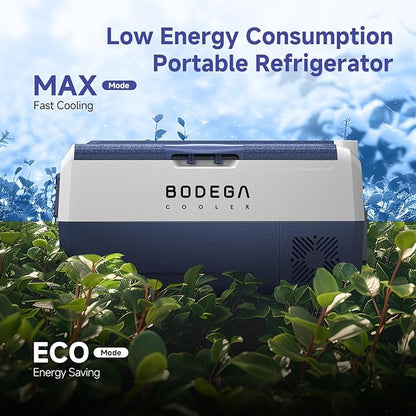 BODEGA 64QT 12 Volt Car Refrigerator Portable Single Zone With Wheels | Shockproof，Bluetooth Control, -4℉-68℉ ,12/24V DC&100-240V AC,H/M/L Battery protection,ECO&MAX MODE,LED Light,anti shack
