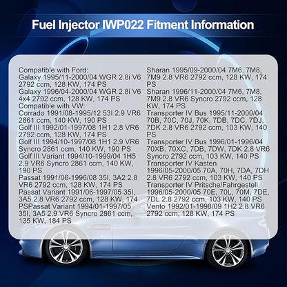 HiSport IWP022 1PC Fuel Injector 5 Holes Compatible with Volkswagen EuroVan 1997 1999 2000 V6 2.8L Compatible with Volkswagen Golf Jetta 1999-2001 V6 2.8L 021906032D
