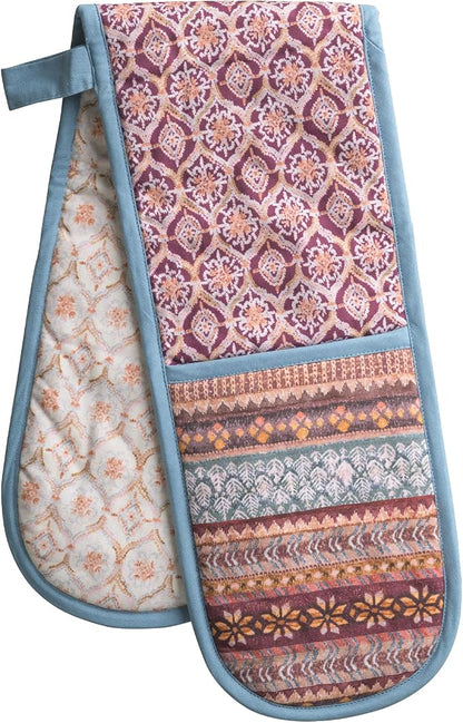 Maison d' Hermine Double Oven Mitts 100% Cotton Double Oven Glove (7"x35") | Heat Resistant BBQ Cooking Gloves with Loop Baking Kitchen Home Hotel Farmhouse Thanksgiving Christmas - Fair Isle