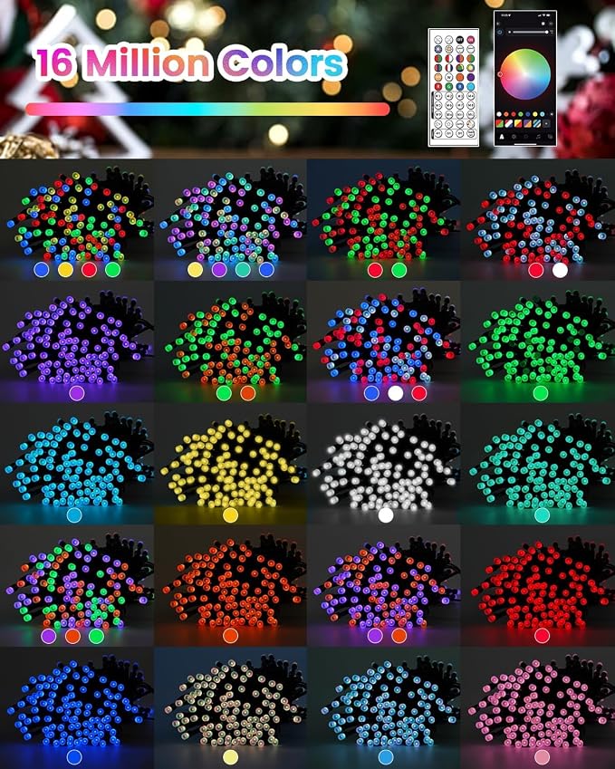OZS 300LED Smart Color Changing Fall String Lights | 107FT App Controlled Orange Lights, Waterproof RGB LED String Lights with Remote & Timer, Music Sync Multiple Modes Indoor Outdoor for Fall Decor