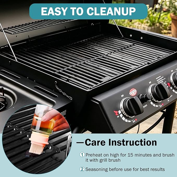 Criditpid Grill Grates for Char Griller 5050, 3001, 2121, 5650, 5072, 2123, 2828, 3072, 3030, 3008, 4000, 19 3/4" Cast Iron Cooking Grate Replacement Parts for Chargriller 5050, King Griller, 4-Pack