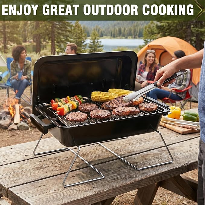 BESTFIRE Portable Propane Gas Grill with New 2-in-1 Valve - Compatible with Large Tank & Small Cylinder, Gas Grill with Foldable Legs & Adjustable Regulator,Heavy Duty, Perfect for Outdoor Camping