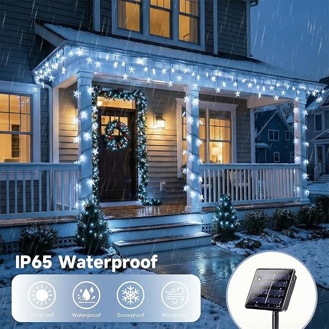Twinkle Solar Star String Lights Outdoor Waterproof Fairy Lights 39FT 100 LED with 8 Lighting Modes for Camping Garden Wedding Party Tree Holidays Backyard Patio (Cool White)