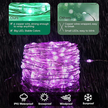 OMIKA LED String Lights Indoor Fairy Light Multi Color Changing, Waterproof Firefly Lights with Remote for Indoor, Bedroom, Wedding, Outdoor Christmas Decor (40 ft 120 LEDs USB & Battery Powered)