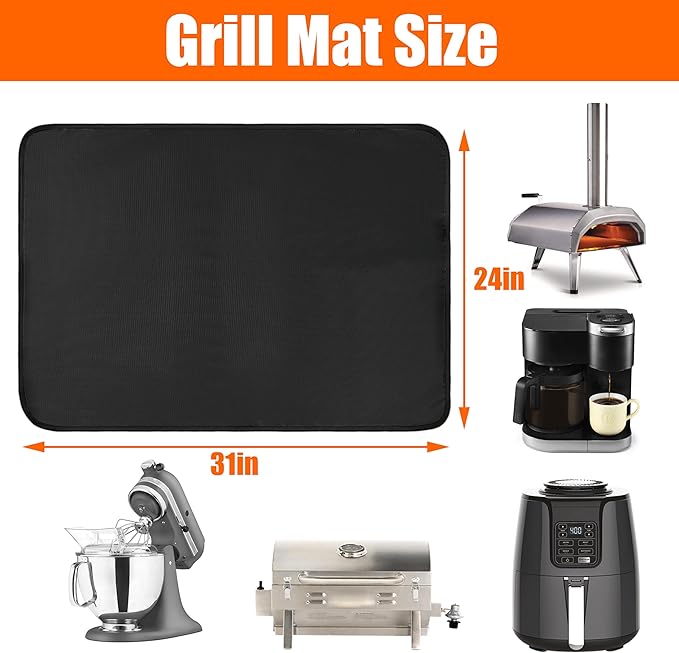 24x31in Heat Resistant Grill Mats for Outdoor Grill 17in & 22in Blackstone Griddle to Protect Your Prep Table and Outdoor Grill Table - Fire Proof & Water Proof & Oil Proof BBQ Mat