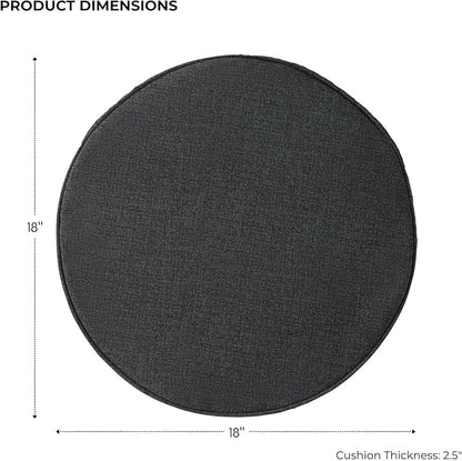 Set of 2 Outdoor 18 inch Round Patio Dining Chair Pads – Comfortable Fiber-Filled Seat Cushions with Ties, Reversible Polyester Fabric - Carbon