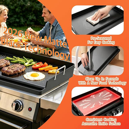 COZEER Cast Iron Griddle 23＂×16＂×3＂, Thickened Griddle for Gas Grill | Universal, Muti-Purpose, Pre-Seasoned, Upgrated, for Camping, Tailgating, Paties