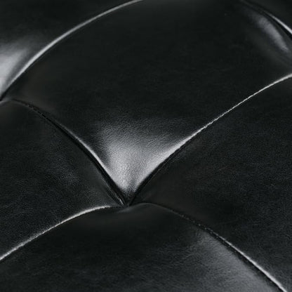 SIMPLIHOME Cosmopolitan Storage Ottoman Bench - 44 inch Wide Upholstered Vegan Leather Rectangle Storage Ottoman in Midnight Black, Transitional Bench for Bedroom with Tufted Lift-Top and Open Shelf