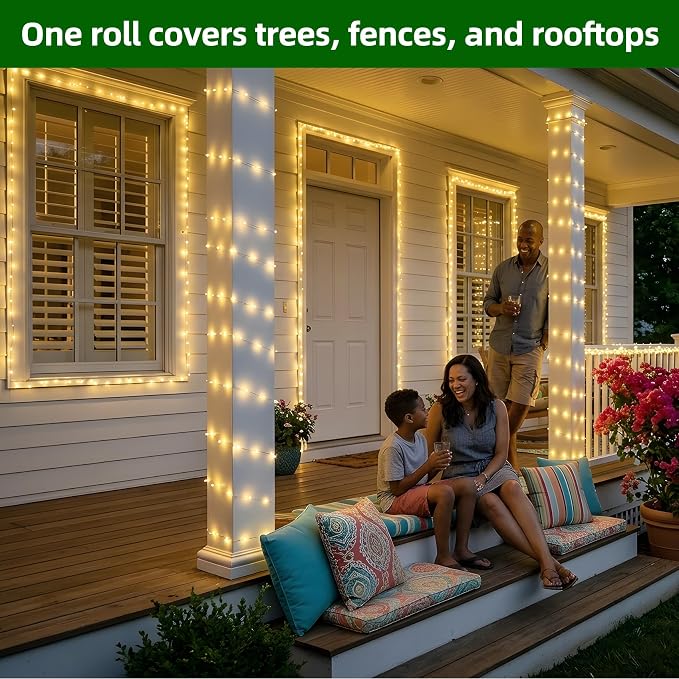 300LED Christmas Lights Outdoor Indoor Use, 12 Lighting Modes 75ft Christmas Tree Lights with Timer, Dimmable Warm White LED StringLights Waterproof for Yard Tree Wedding Party Holiday Warm White