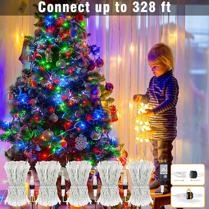 66FT 200 LED Outdoor String Lights, Connectable Christmas Lights Indoor Waterproof with 8 Modes, Plug in Twinkle Fairy Lights Clear Wire for Outside Home Garden Wedding Patio Decorations, Multicolor