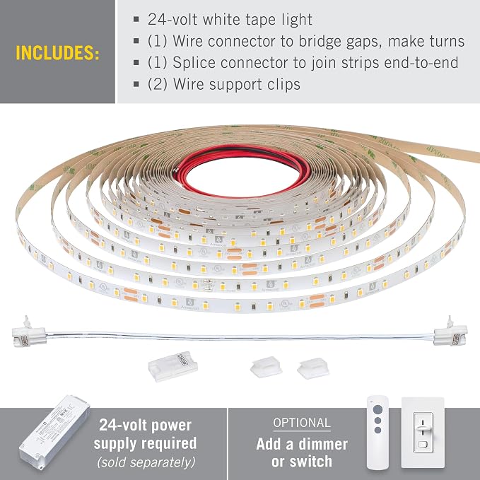 Armacost Lighting RibbonFlex Pro 24V White LED Strip Lights 60 LED/m, 5000K, 16.4 ft 165231